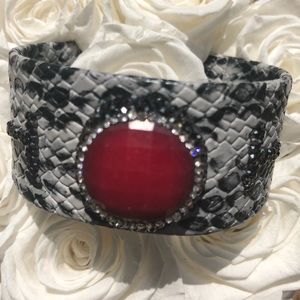 5 for $25  Faux snake skin cuff w/beautiful stone